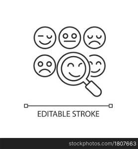 Reading emotions linear icon. Face-to-face communication. Non-verbal cues. Emotional display. Thin line customizable illustration. Contour symbol. Vector isolated outline drawing. Editable stroke. Reading emotions linear icon