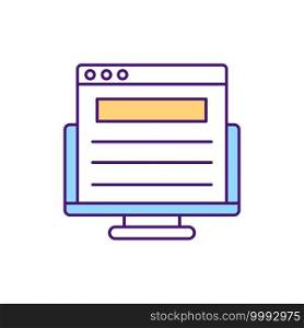 Reading official documents RGB color icon. Contract management agreement between both sides. Signing digital and physical agreement files between managers. Isolated vector illustration. Reading official documents RGB color icon