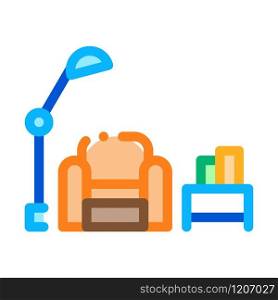 Reading Place with Lamp Icon Vector. Outline Reading Place with Lamp Sign. Isolated Contour Symbol Illustration. Reading Place with Lamp Icon Vector Outline Illustration