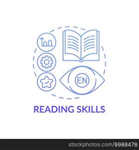 Reading skills concept icon. Language learning competence idea thin line illustration. Gaining meaning from written language. Person capacity. Vector isolated outline RGB color drawing. Reading skills concept icon