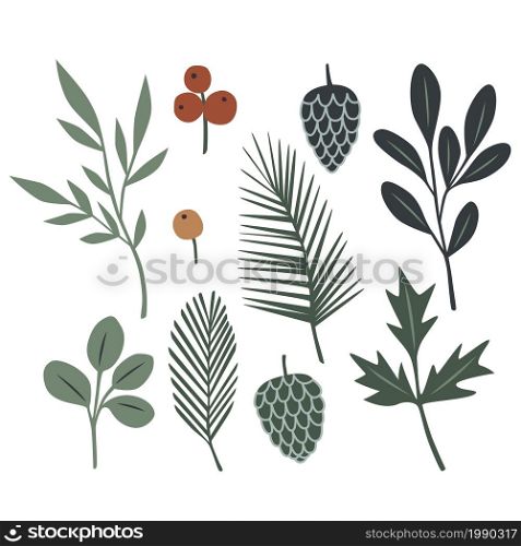 Ready for cards, posters, prints and other usage. Vector collection with leaves, twigs and berries of the autumn forest