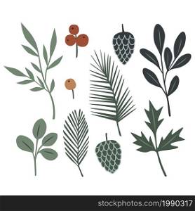 Ready for cards, posters, prints and other usage. Vector collection with leaves, twigs and berries of the autumn forest