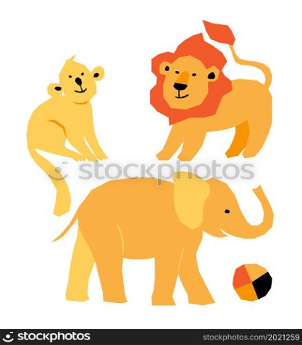 Ready for cards, posters, prints and other usage. Vector set of exotic animals in geometric style