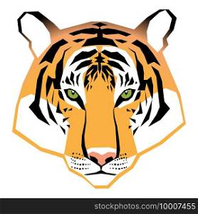 Ready for stickers, cards, posters clothes prints etc. Tiger head illustration Vector geometric flat design