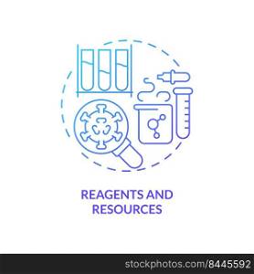Reagents and resources blue gradient concept icon. Pandemic preparedness preclinical research abstract idea thin line illustration. Isolated outline drawing. Myriad Pro-Bold fonts used. Reagents and resources blue gradient concept icon
