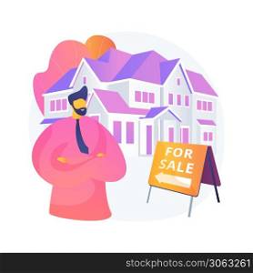 Real estate agent abstract concept vector illustration. Real estate market, agent demonstrating house, buying new appartment with a realtor, commercial property investment abstract metaphor.. Real estate agent abstract concept vector illustration.