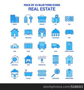 Real Estate Blue Tone Icon Pack - 25 Icon Sets