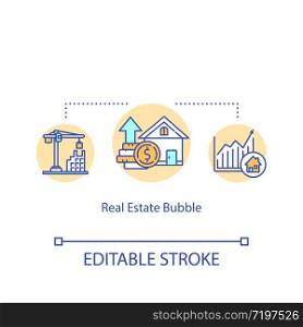 Real estate bubble concept icon. Housing prices increase following land boom idea thin line illustration. Financial crisis management. Vector isolated outline RGB color drawing. Editable stroke