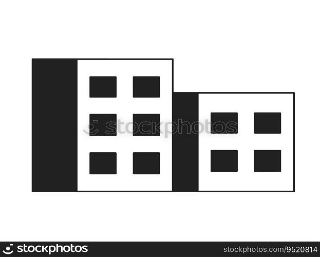 Real estate buildings monochrome flat vector object. Apartments. Editable black and white thin line icon. Simple cartoon clip art spot illustration for web graphic design. Real estate buildings monochrome flat vector object