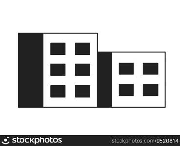 Real estate buildings monochrome flat vector object. Apartments. Editable black and white thin line icon. Simple cartoon clip art spot illustration for web graphic design. Real estate buildings monochrome flat vector object
