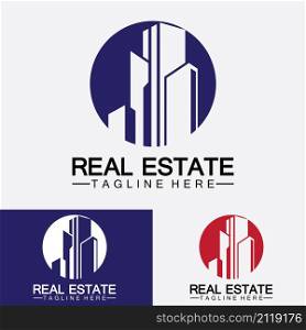 Real Estate Business Logo Template, Building, Property Development, and Construction Logo Vector
