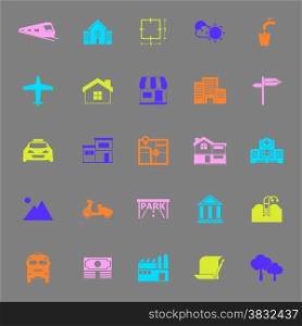 Real estate color icons on gray background, stock vector