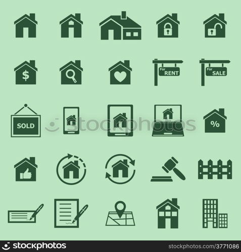 Real estate color icons on green background, stock vector