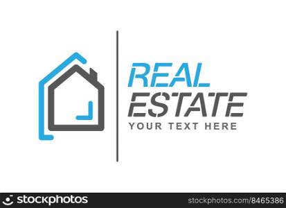 Real Estate. Company logo template. Vector icon of construction, repair, rental, sale and rental of housing. Flat style
