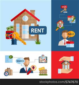 Real estate design concept set with house building sale agent symbols isolated vector illustration