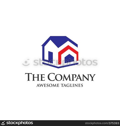 Real estate development with arrow logo concept icon, Building logo illustration