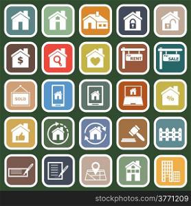 Real estate flat icons on green background, stock vector