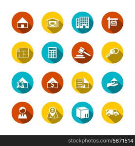 Real estate flat icons set of key plan auction isolated vector illustration