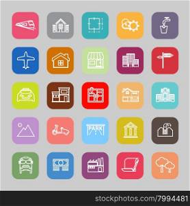 Real estate flat line icons, stock vector