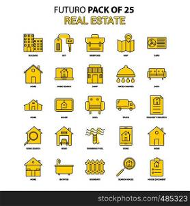Real Estate Icon Set. Yellow Futuro Latest Design icon Pack