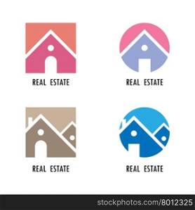 Real estate icons and design elements.Colorful real estate, city and skyline icons.Vector illustrations
