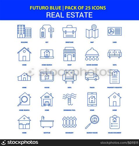 Real Estate Icons - Futuro Blue 25 Icon pack
