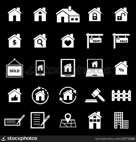 Real estate icons on black background, stock vector