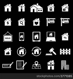 Real estate icons on black background, stock vector