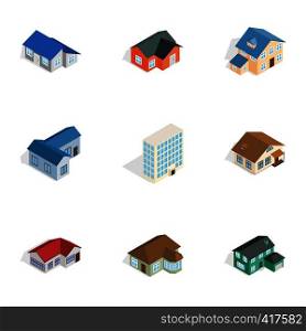 Real estate icons set. Isometric 3d illustration of 9 real estate vector icons for web. Real estate icons set, isometric 3d style
