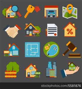Real estate icons set of house key garage swimming pool isolated vector illustration