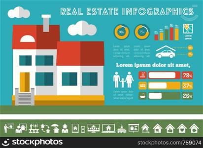 Real Estate Infographic Elements plus Icon Set. Vector.