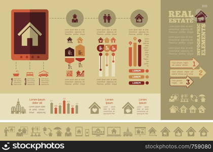 Real Estate Infographic Elements plus Icon Set. Vector.