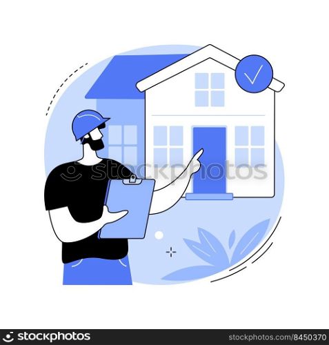 Real estate inspection isolated cartoon vector illustrations. Real estate agent inspecting a house, small business, take notes on a piece of paper, property value estimation vector cartoon.. Real estate inspection isolated cartoon vector illustrations.