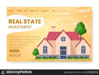 Real Estate Investment Landing Page Template Flat Design Illustration Editable of Square Background Suitable for Social media, Greeting Card and Web Internet Ads