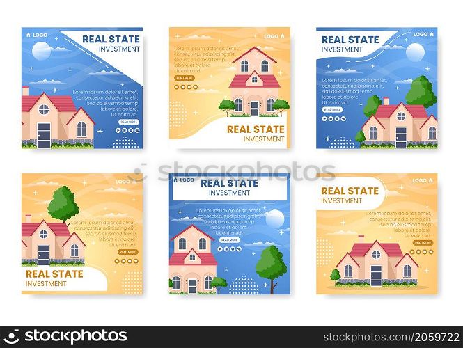 Real Estate Investment Post Template Flat Design Illustration Editable of Square Background Suitable for Social media, Greeting Card and Web Internet Ads