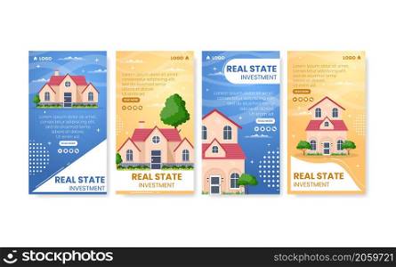 Real Estate Investment Stories Template Flat Design Illustration Editable of Square Background Suitable for Social media, Greeting Card and Web Internet Ads