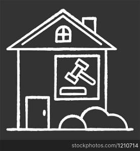 Real estate lawsuit chalk white icon on black background. Tenancy legal dispute. Property litigation, court case. Realty trial. Lease agreement matter. Isolated vector chalkboard illustration