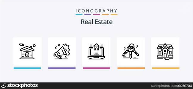 Real Estate Line 5 Icon Pack Including house. business. estate. building. estate. Creative Icons Design