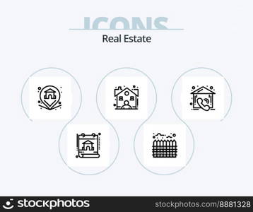 Real Estate Line Icon Pack 5 Icon Design. plant. estate. dollar house. sale. estate