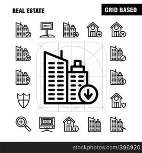 Real Estate Line Icon Pack For Designers And Developers. Icons Of Real Estate, Help, Home, House, Info, Real Estate, Vector