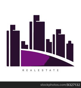 Real estate logo design with line art style. City building vector abstract for Logo Design Inspiration.. Real estate logo design with line art style. City building vector abstract for Logo Design Inspiration