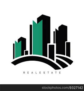 Real estate logo design with line art style. City building vector abstract for Logo Design Inspiration.. Real estate logo design with line art style. City building vector abstract for Logo Design Inspiration