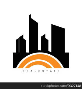 Real estate logo design with line art style. City building vector abstract for Logo Design Inspiration.. Real estate logo design with line art style. City building vector abstract for Logo Design Inspiration