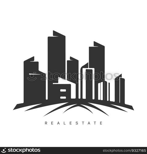 Real estate logo design with line art style. City building vector abstract for Logo Design Inspiration.. Real estate logo design with line art style. City building vector abstract for Logo Design Inspiration