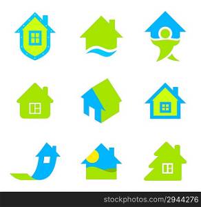 Real estate logo template. House icon set. Realty theme. Different icons for realty.