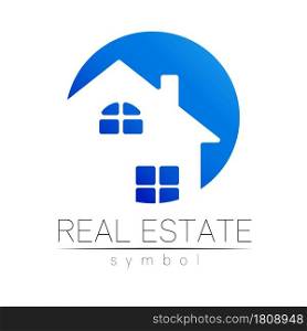 Real Estate Logo Vector Design House Logo Brand Identity . Company Sign Btanding Elements with House and Building in blue colors. Real Estate Logo Vector Design House Logo Brand Identity . Company Sign Btanding Elements with House and Building