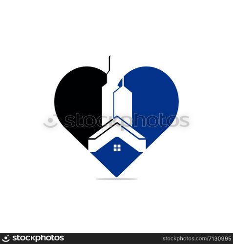 Real estate love vector logo design. Building and heart logo design. Building Estate Logo with Skyscrapers.