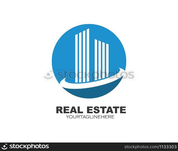 real estate modern city building vector template design