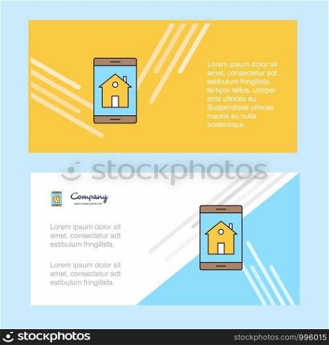 Real estate on phone abstract corporate business banner template, horizontal advertising business banner.