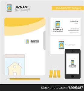 Real estate on phone Business Logo, File Cover Visiting Card and Mobile App Design. Vector Illustration